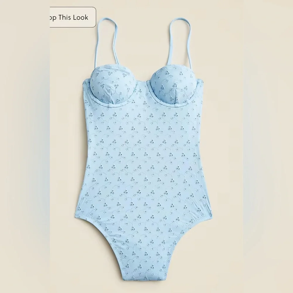 J.Crew Eyelet balconette underwire one-piece - Picture 4 of 8